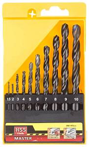 Набор STAYER "MASTER" Свёрла по металлу, быстрорежущая сталь, 1,5, 2, 3, 4, 5, 6, 7, 8, 9, 10мм, 10шт 2961-H10_z01