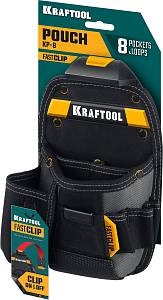 KRAFTOOL KP-8 с быстросъёмным креплением FastClip, 8 карманов и петель, 170 х 260 мм, поясная сумка (38776)