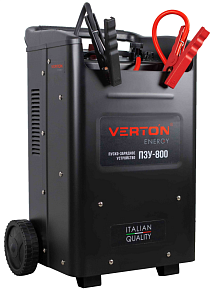 Пуско-зарядное устройство VERTON Energy ПЗУ- 800 (напр.сети 230/50 В/Гц,напр.АКБ 12/24В,емкость зар. АКБ (мин/макс)20-1300 Ач,макс. ток зар/зап. 100A/800А,WET/AGM,12В потр.мощн.6,0/12 кВт,6 реж. зар,IP20)