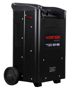 Пуско-зарядное устройство VERTON Energy ПЗУ- 800 (напр.сети 230/50 В/Гц,напр.АКБ 12/24В,емкость зар. АКБ (мин/макс)20-1300 Ач,макс. ток зар/зап. 100A/800А,WET/AGM,12В потр.мощн.6,0/12 кВт,6 реж. зар,IP20)