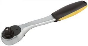 Вороток (трещотка) CrV, черно-желтая прорезиненная ручка, Профи 1/2&quot;, 72 зубца FIT