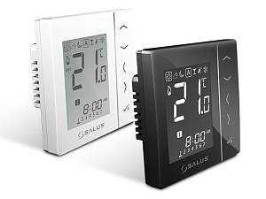 Терморегулятор, 4 в 1*, беспроводной, с питанием 220 В, с экраном и сенсорными кнопками, с возможностью подключения выносного датчика FS300, встраиваемый, белый SALUS Controls VS10WRF