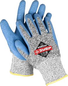 ЗУБР L, перчатки для защиты от порезов с рельефным латексным покрытием (11277-L)